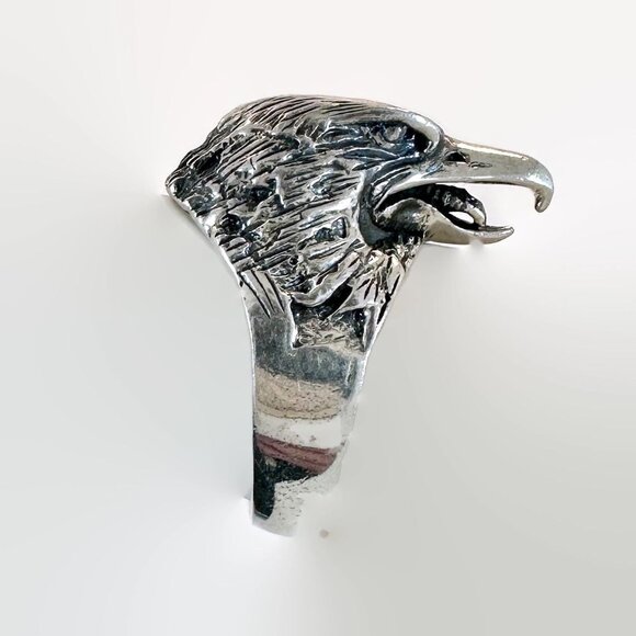 Eagle Ring, Sterling Silver, Vintage Ring, Size 10 3/4, Hawk, Big Statement - Picture 1 of 6